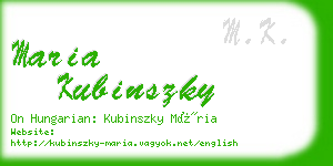 maria kubinszky business card